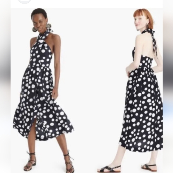 J. Crew Dresses & Skirts - J Crew black with where polka dot halter dress size 6